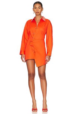 ALIX NYC Phoebe Crystal Collar Mini Dress in Orange