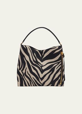 Alix Small Zebra-Print Leather Hobo Bag