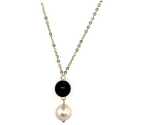 Alkeme 10K Gold Black Onyx & Cultured Pearl Nec lace