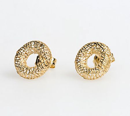 Alkeme 10K Gold Hollow Mesh Circle Stud Earring s