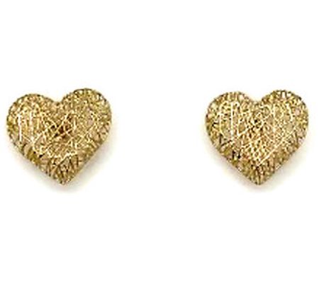 Alkeme 10K Gold Hollow Mesh Heart Stud Earrings