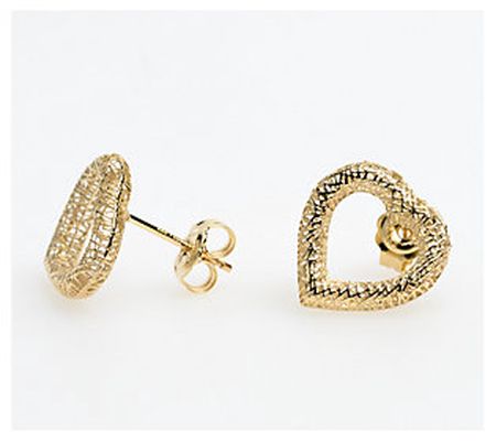 Alkeme 10K Gold Wire Mesh Heart Stud Earrings