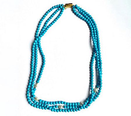 Alkeme 10K Reconstituted Turquoise & Cultured P earl Necklace