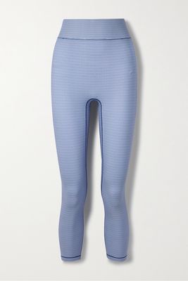 All Access - Center Stage Cropped Gingham Stretch Leggings - Blue