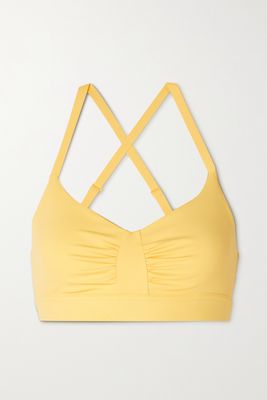 All Access - Ruched Stretch Sports Bra - Yellow
