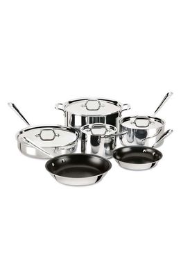 All-Clad Essentials 10-Piece Nonstick Stainless Steel Cookware Set in Silver