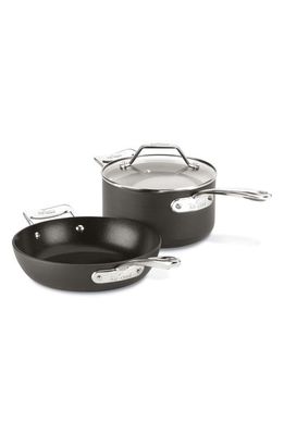 All-Clad Essentials Hard Anodized Aluminum Nonstick Frying Pan & Saucepan Set in Black