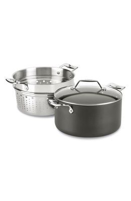 All-Clad Essentials Steam, Poach & Stew Nonstick 7-Quart Pot with Multipurpose Insert and Lid in Black 