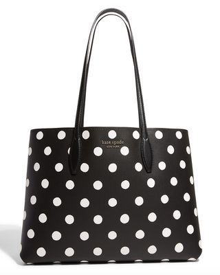 all day sunshine polka dot large tote bag