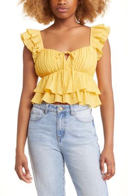 All in Favor Flutter Sleeve Crop Blouse in Yellow