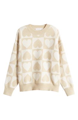 All in Favor Heart Jacquard Sweater in Cream White