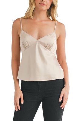 All in Favor Lace Trim Satin Camisole in Champagne