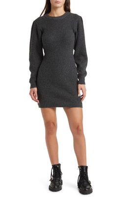 All in Favor Long Sleeve Ribbed Sweater Dress in 2T Charcoal