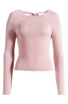 All in Favor Open Back Rib Sweater in Muted Pink