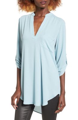 All in Favor Perfect Roll Tab Sleeve Tunic in Quail