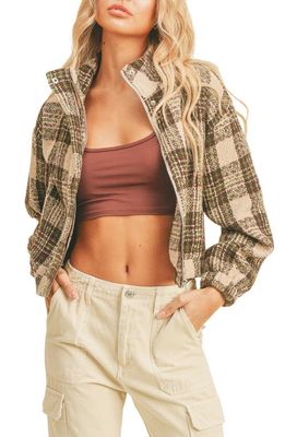 All in Favor Plaid Crop Jacket in Chestnut Plaid