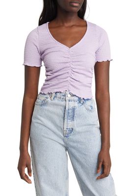 All in Favor Smocked Ruched Top in Lilac