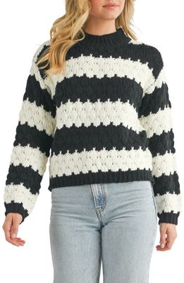 All in Favor Stripe Textured Sweater in Black White