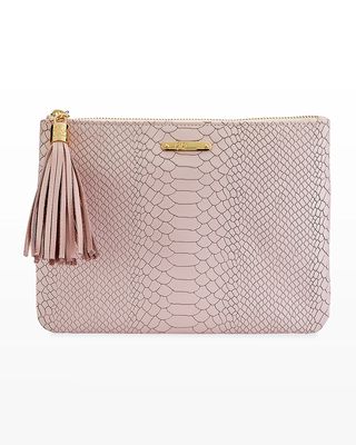 All In One Python-Embossed Clutch Bag
