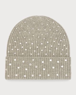 All-Over Embellished Cashmere Beanie