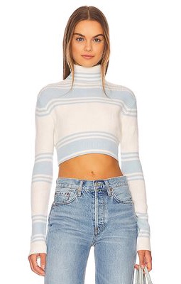 ALL THE WAYS Drew Cropped Turtleneck Sweater in White