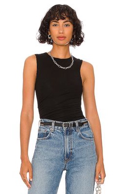 ALL THE WAYS Harleigh Ruched Basic Tank in Black