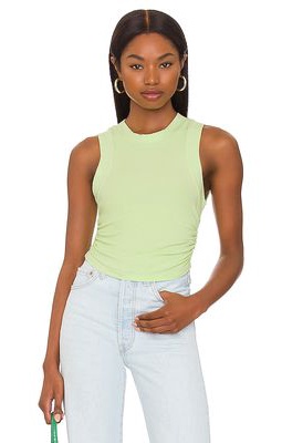 ALL THE WAYS Leah Ruched Rib Tank in Green