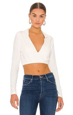 ALL THE WAYS Luisa Collar Crop Top in White