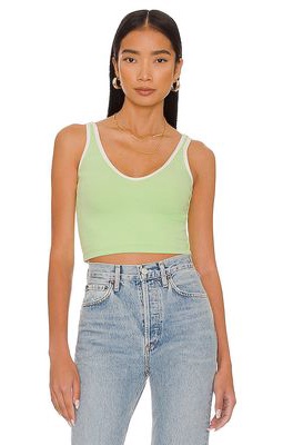 ALL THE WAYS Roxy Contrast Trim Top in Green