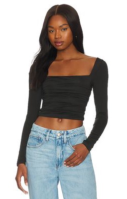 ALL THE WAYS Sofia Square Neck Top in Black
