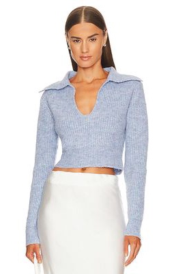 ALL THE WAYS x Marianna Hewitt Carly Deep V Sweater in Baby Blue