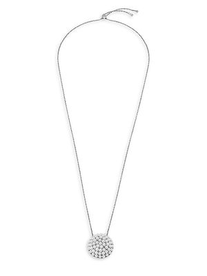 Allegra Long Steel Faux-Pearl Chain Necklace - White