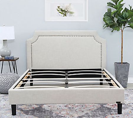 Allegro Linen Upholstered Platform Bed QN by Ab byson Living