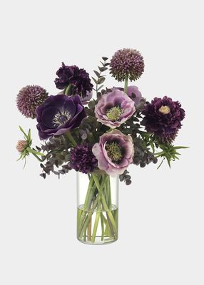 Allium & Scabiosa Bouquet In Glass Vase