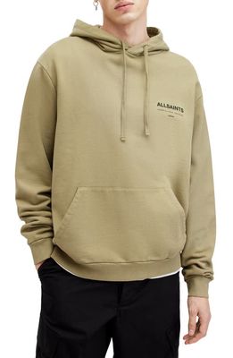 AllSaints Access Cotton Graphic Hoodie in Herb Green 