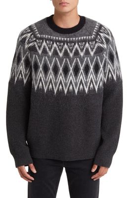 AllSaints Aces Crewneck Sweater in Black/Charcoal