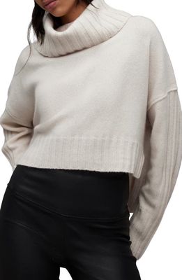 AllSaints Akira Cashmere & Wool Turtleneck Sweater in Ivory White