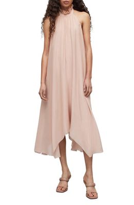 AllSaints Alaya Silk Halter Dress in Soft Pink