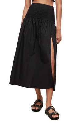 AllSaints Alex Cotton Midi Skirt in Black