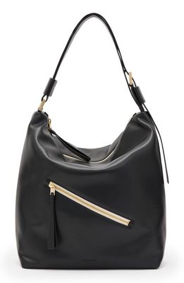 AllSaints Aliyah Leather Shoulder Bag in Black