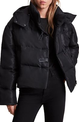 AllSaints Allais Hooded Puffer Coat in Black