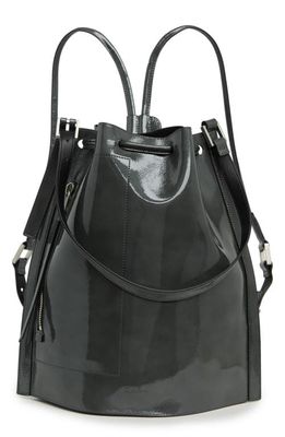 AllSaints Alpha S Patent Leather Backpack in Ash Grey