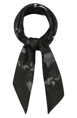 AllSaints Alva Abstract Animal Print Silk Bandana in Black Warm Brass