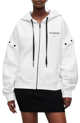 AllSaints Amphia Underground Oversize Logo Hooded Jacket in Optic White