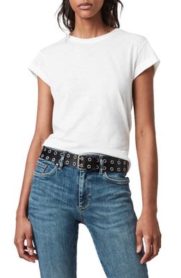 AllSaints Anna Cuff Sleeve Cotton T-Shirt in Chalk White