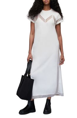 AllSaints Anna Lace Inset Organic Cotton Maxi Dress in Optic White