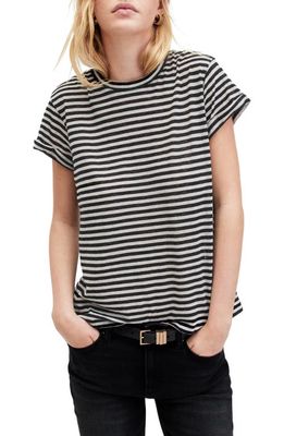 AllSaints Anna Stripe Cotton Blend T-Shirt in Chalk/Ink