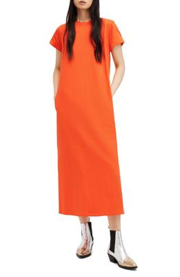 AllSaints Anna T-Shirt Maxi Dress in Zesty Orange