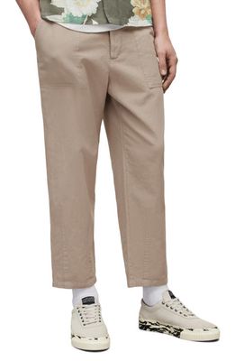 AllSaints Archer Cotton & Linen Trousers in Bleached Khaki