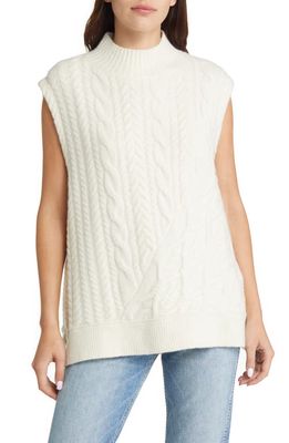 AllSaints Arvid Cap Sleeve Wool Blend Cable Stitch Sweater in Chalk White